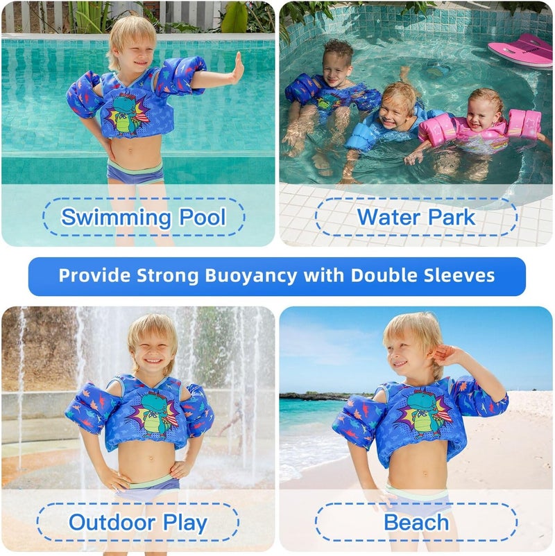 REALIKE Kids Swim Vest for Toddler Floaties Swimming Aids with Shoulder Harness Arm Wings for Children/Infant/Baby,Sea Beach/Pool/Lake, Suitable for 28-70lbs Boys/Girls - Image 2